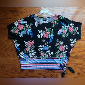 Rafaella Black Floral Women's Blouse Size Large